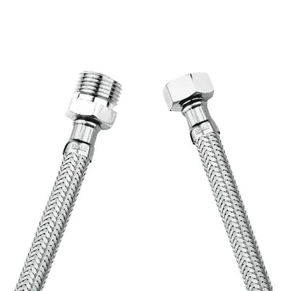 3/8-3/8 NİPELLİ PASLANMAZ ÇELİK ÖRGÜLÜ FLEX 70 cm ürün görseli 1