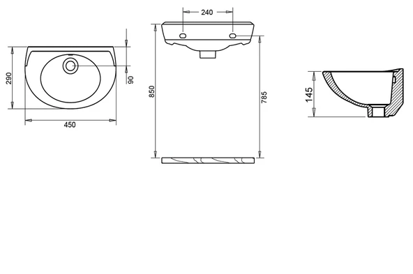 28X45 OVAL LAVABO DELİKLİ TURAVİT - Resim 2