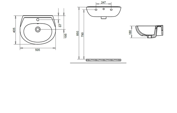40X50 OVAL LAVABO TURASER - Resim 2