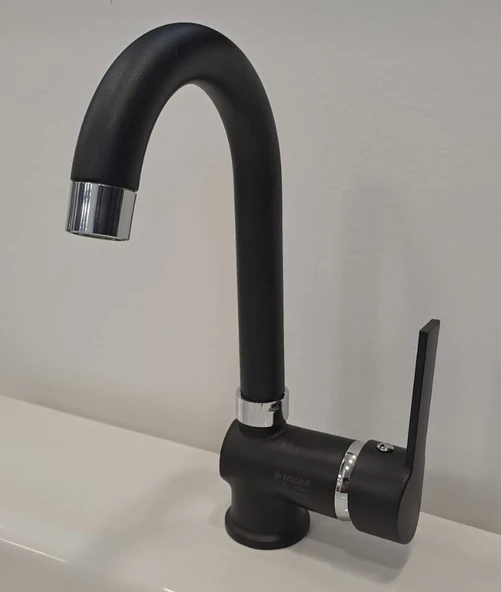 KERASUS RUBY SERİSİ - MİX KUĞU LAVABO BATARYASI MAT SİYAH 35Ø ürün görseli 1
