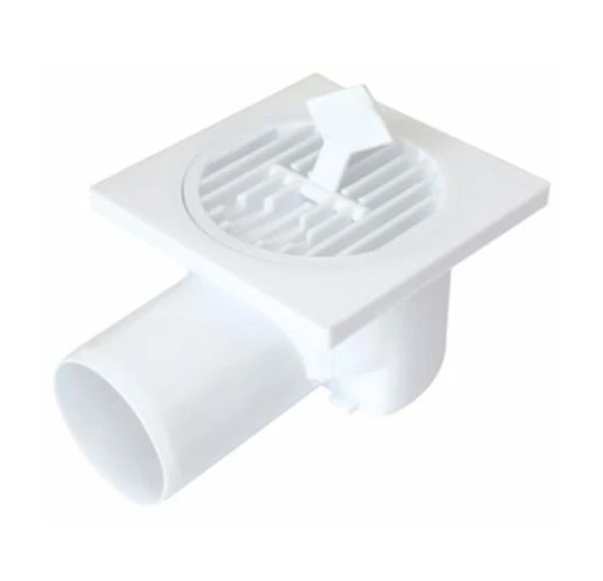 BEYAZ YER SÜZGECİ 15 x 15 cm - Ø 70 YANDAN ÇIKIŞ YER SİFONU ürün görseli 1