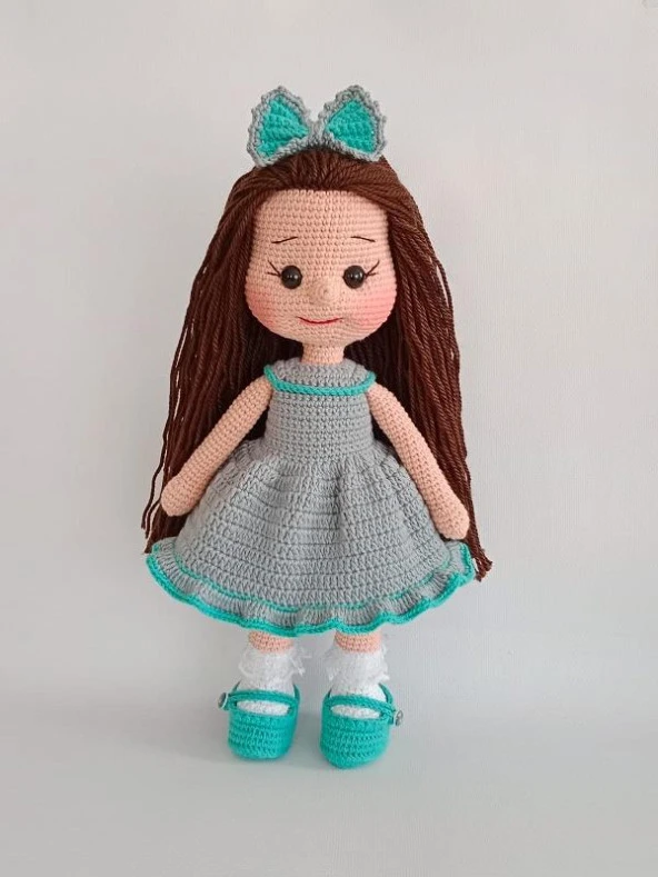 Gri Fatoş Bebek Amigurumi Organik Oyuncak ürün görseli 1