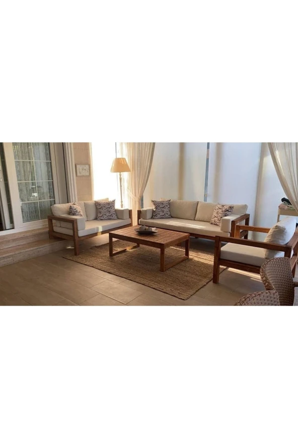ODUNS Bella 3+2+1 Bahçe Balkon Teras Ahşap Oturma Grubu ürün görseli 1