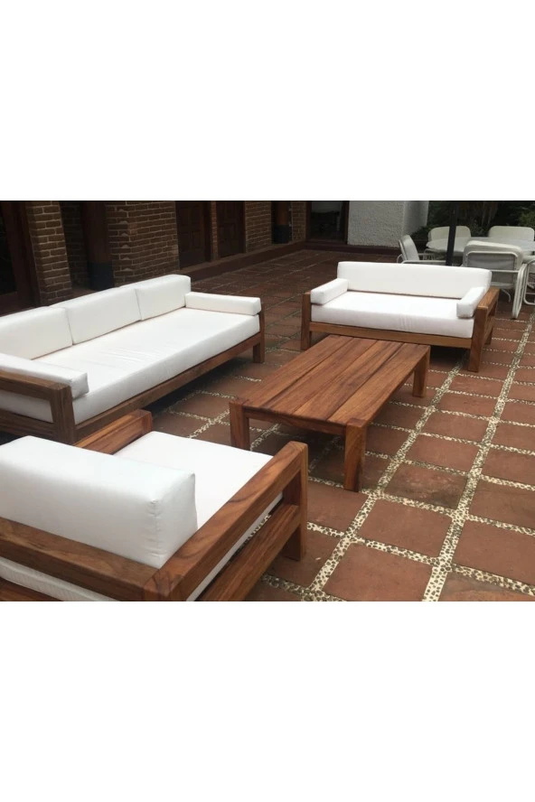 ODUNS Bella 3+2+1 Bahçe Balkon Teras Ahşap Oturma Grubu (Fırça Boya) ürün görseli 1