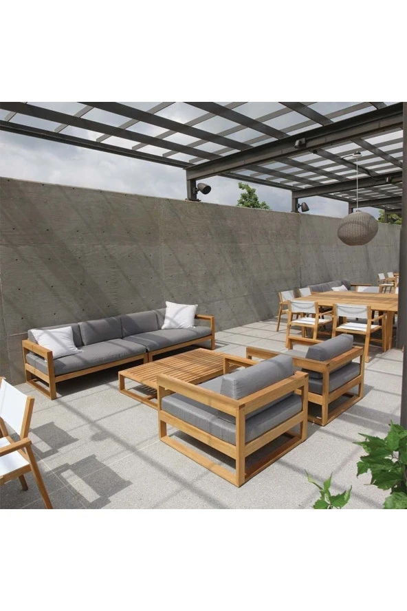 ODUNS Alisa 4+1+1 Bahçe Balkon Teras Ahşap Oturma Grubu ürün görseli 1