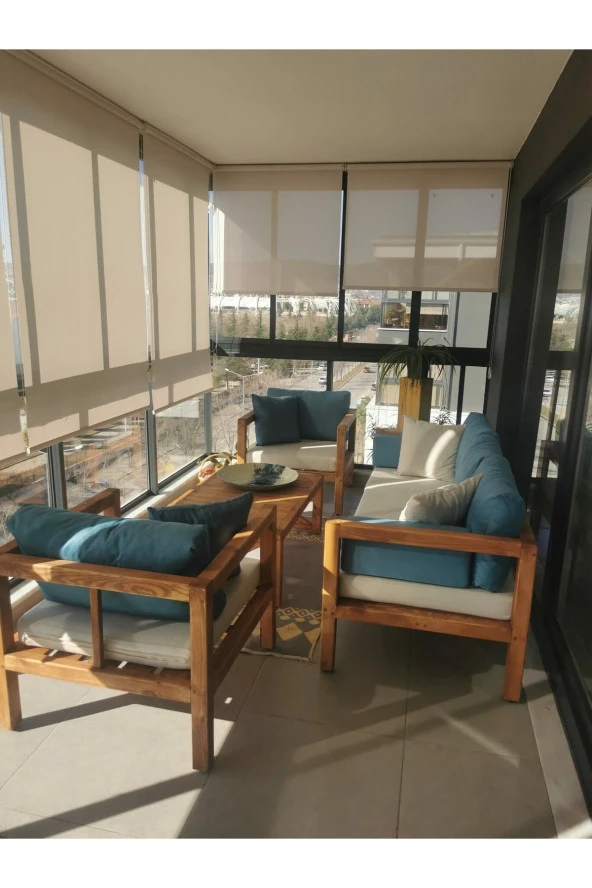 ODUNS Hera 3+1+1 Bahçe Balkon Teras Ahşap Oturma Grubu ürün görseli 1