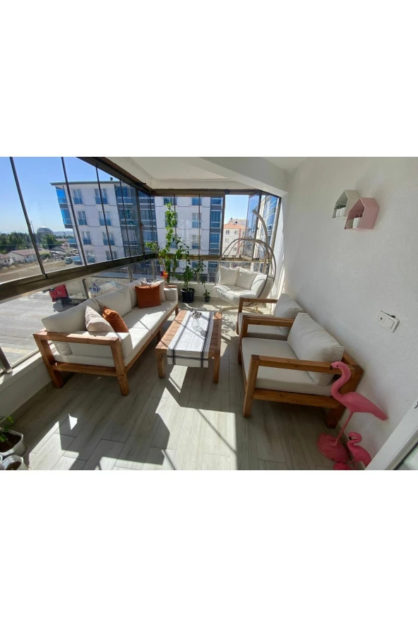 ODUNS Hera 3+1+1 Bahçe Balkon Teras Ahşap Oturma Grubu ürün görseli 1