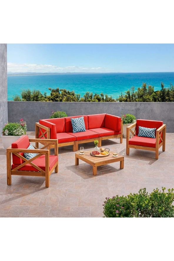 ODUNS Herakles 3+1+1 Bahçe Balkon Teras Ahşap Oturma Grubu ürün görseli 1