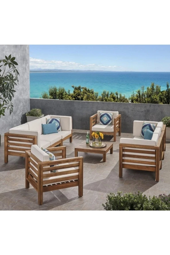 ODUNS Homelos 3+3+1+1 Bahçe Balkon Teras Ahşap Oturma Grubu ürün görseli 1