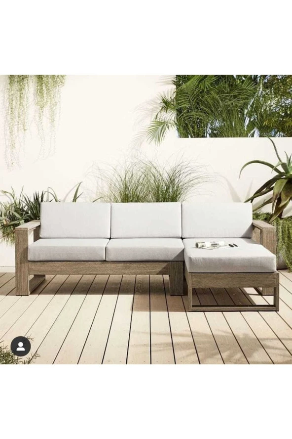 ODUNS Lotus Bahçe Balkon Teras Ahşap Köşe Takımı ürün görseli 1