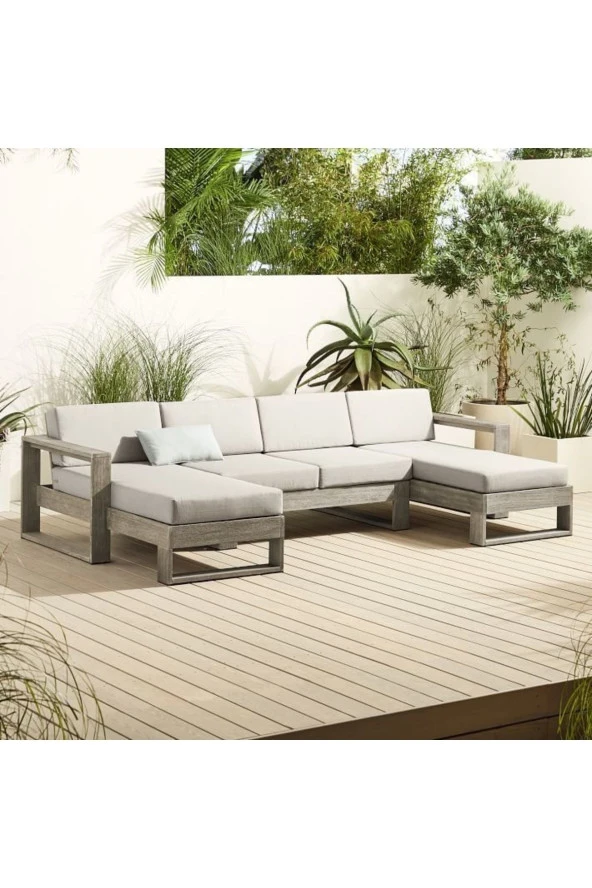 ODUNS Viola Bahçe Balkon Teras Ahşap U Model Köşe Koltuk ürün görseli 1