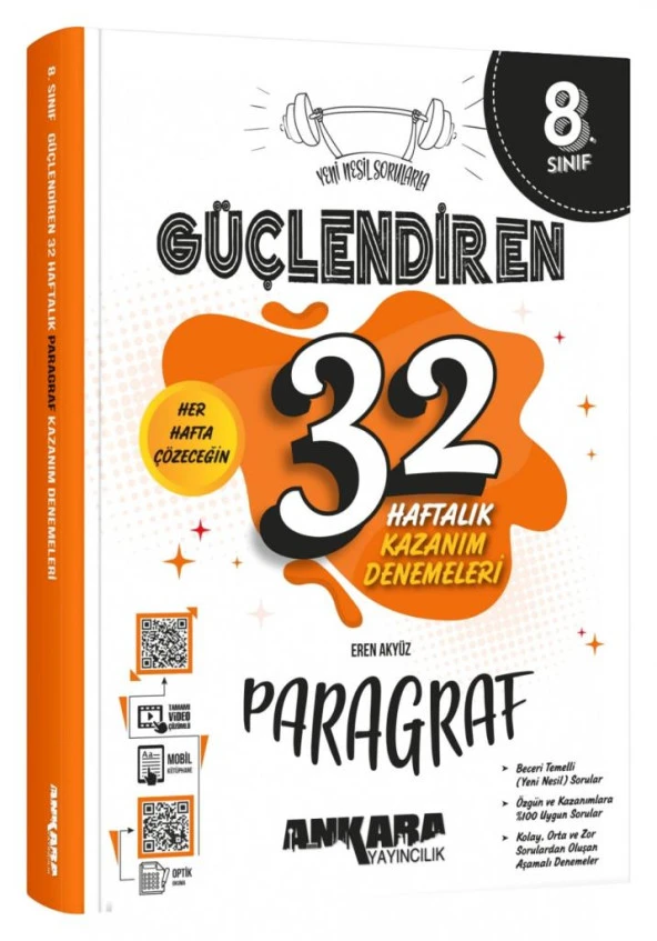 Ankara 8. Sınıf Paragraf Güçlendiren 32 Haftalık Deneme 2023 ürün görseli 1