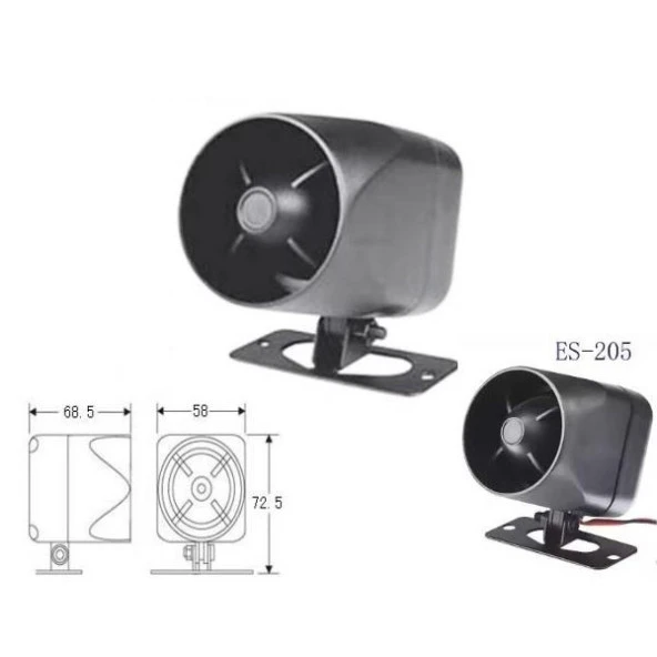 Siren Tek Sesli 12v Dc 20w HS205-1 Küçük Boy 105 Db ürün görseli 1