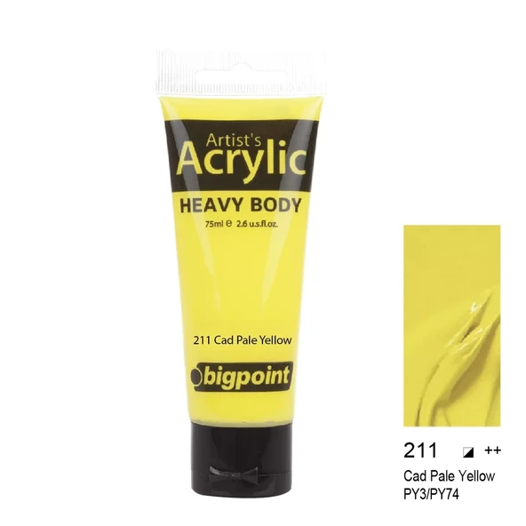 Bigpoint Akrilik Boya 75 ml Cadmium Pale Yellow 211 ürün görseli 1
