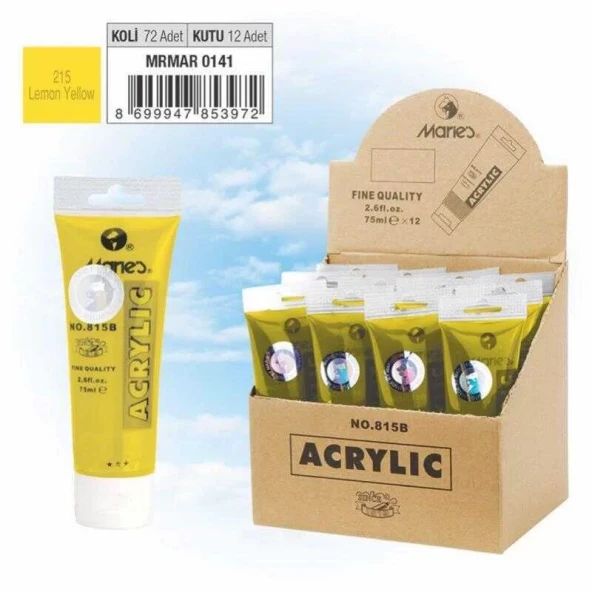 Maries Akrilik Boya 75ml Lemon Yellow ürün görseli 1