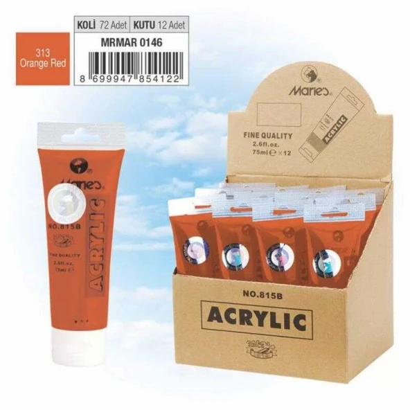 Maries Akrilik Boya 75ml Orange Red ürün görseli 1