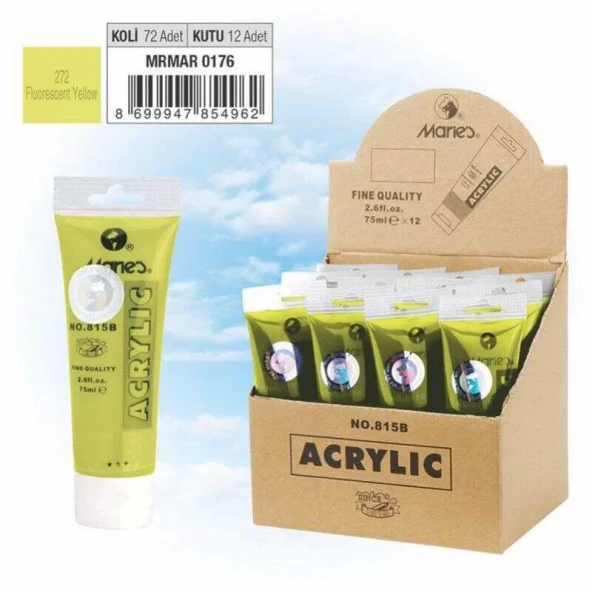 Maries Akrilik Boya 75ml Fluorescent Yellow ürün görseli 1