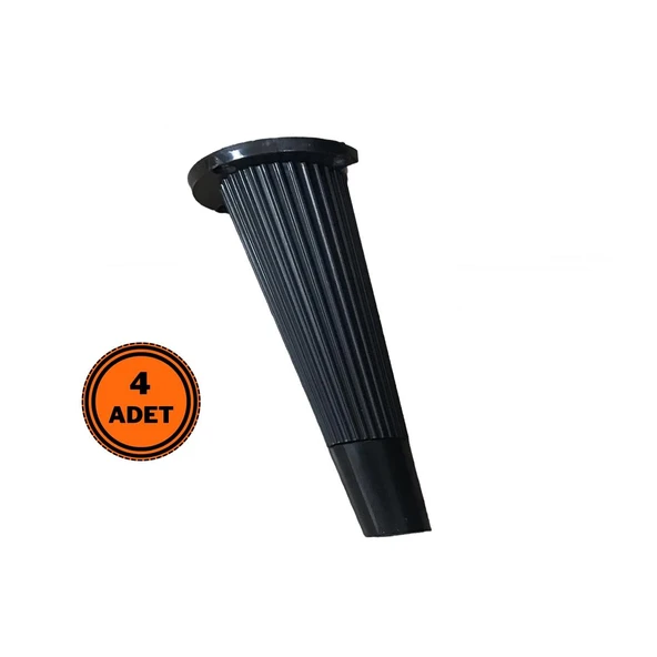 4 Adet Stil Açılı Konik Plastik Mobilya Ayak Siyah 16 cm Koltuk Ayağı ürün görseli 1