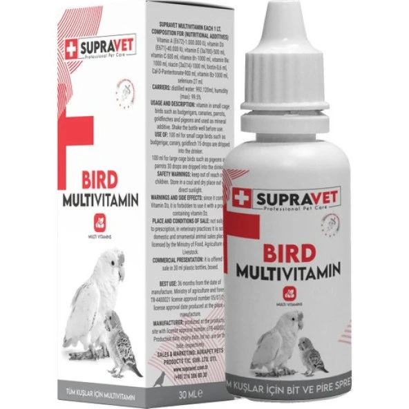 Supravet Kuşlar İçin Multi Vitamin Damla 30 Ml ürün görseli 1