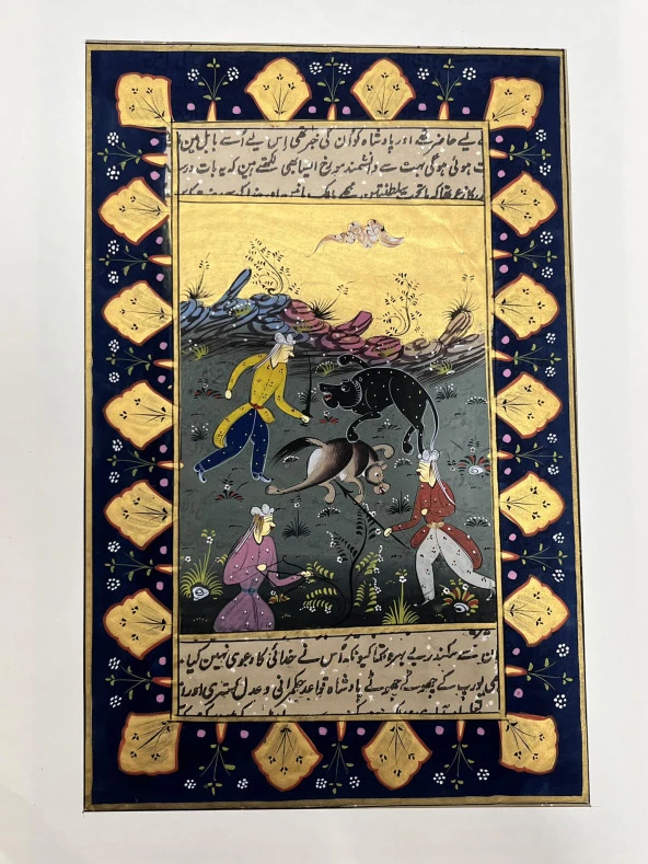 Gecenin Derinliklerinde Avcıların Dansı Temalı El Yapımı Minyatür Resim 20x18 cm ürün görseli 1