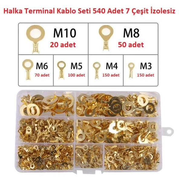 Halka Terminal Kablo Seti 540 Adet 6 Çeşit İzolesiz ürün görseli 1