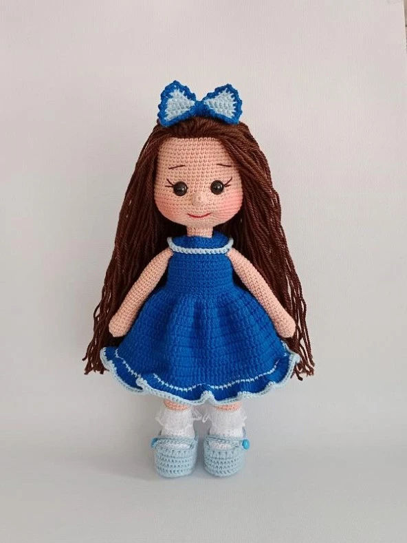 Deniz Mavisi Fatoş Bebek Amigurumi Organik Oyuncak ürün görseli 1