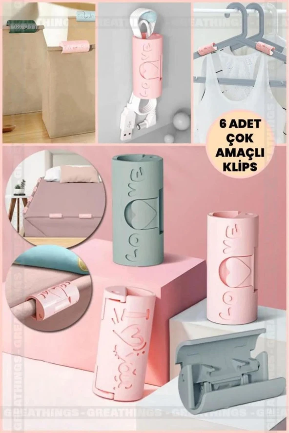 3B Trend 6 Adet Çok Amaçlı Çarşaf Sabitleme Klips Organizer Klips ürün görseli 1