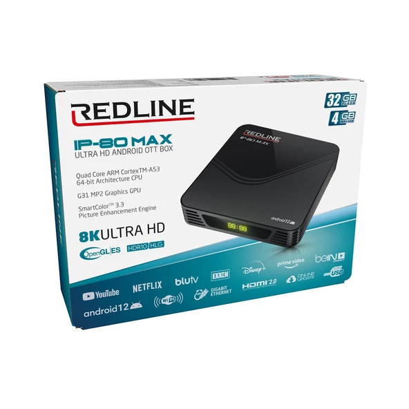 IP-80 MAX ANDROİD 12 ULTRA HD 8K-4GB-32GB MEDİA PLAYER - Resim 2