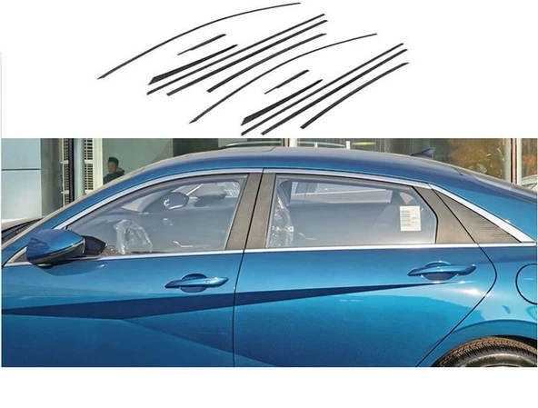 AUTOGP Hyundai elantra cam çerçevesi kenar çıtası krom 2021+ 12 parça ürün görseli 1
