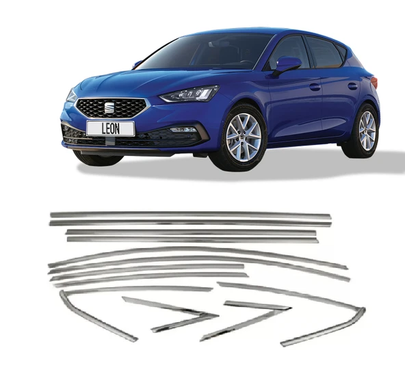 AUTOGP Seat leon cam çerçevesi kenar çıtası krom tamtur 2021+ 10 parça ürün görseli 1