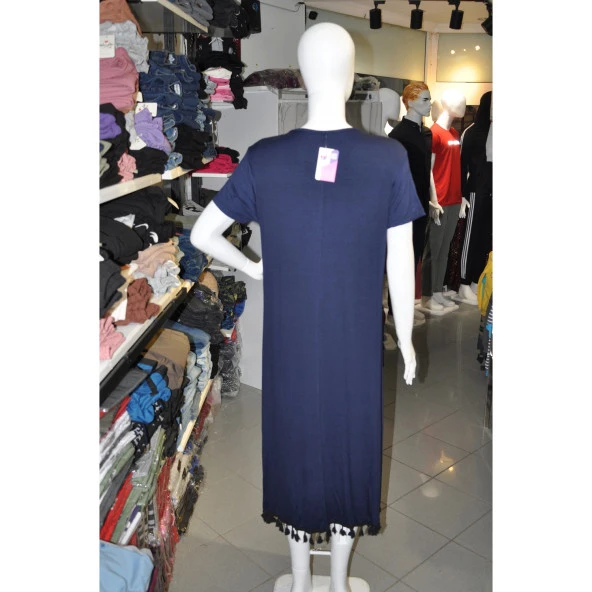 LACİVERT BAYAN ELBİSE - Resim 4