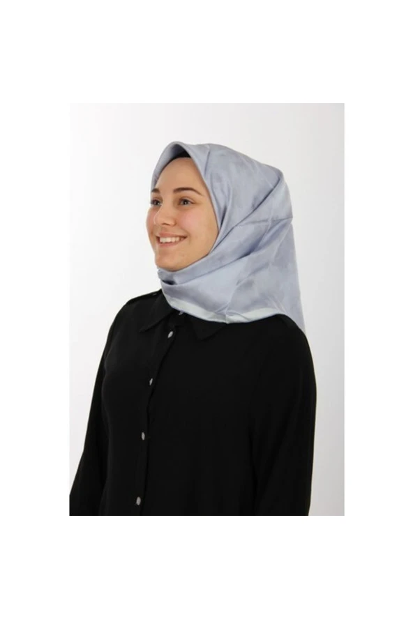 Aker 90x90 Mavi Gri Ipek Krep Saten Eşarp 7208701-321 ürün görseli 1