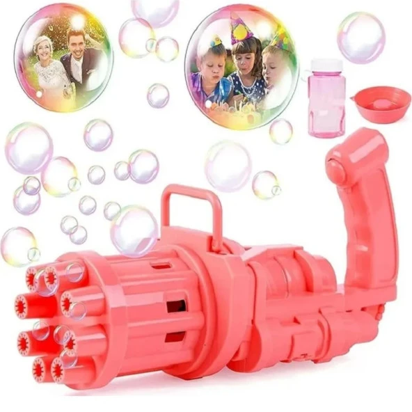 PEMBE ÇOKLU KÖPÜK ATAN KÖPÜK TABANCASI BUBBLES GUN BALONCUK TABANCASI PİLLİ KÖPÜK MAKİNASI PİNK GUN ürün görseli 1