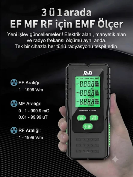 Radyasyon LCD Test Algılama Sar Manyetik Alan  Ölçüm Cihazı Elektromanyetik Yoğunluk Ölçme Tarama Dedektörü ürün görseli 1