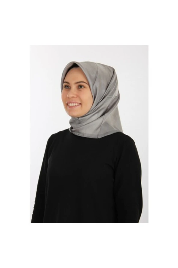 Gri Ipek Krep Saten Eşarp 7208701-372 ürün görseli 1