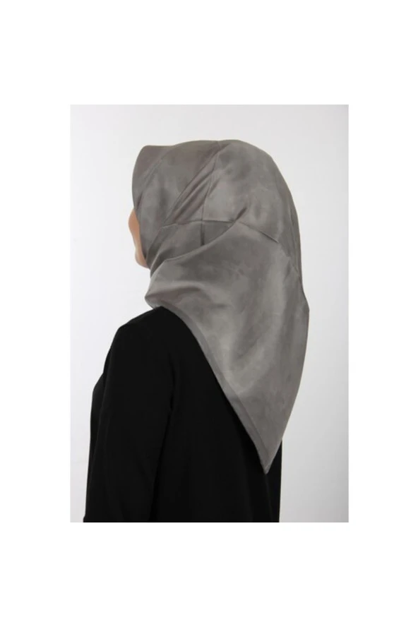 Gri Ipek Krep Saten Eşarp 7208701-372 - Resim 3