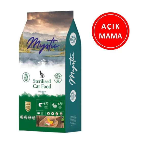 Mystic Az Tahıllı Kısırlaştırılmış Somonlu Kedi Maması 1 Kg AÇIK ürün görseli 1