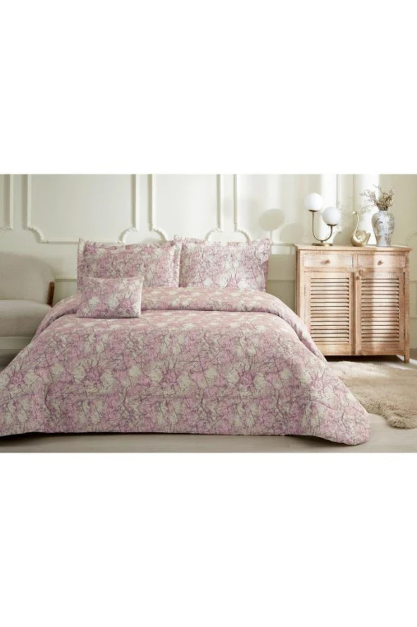 Özdilek Çift Kişilik Yatak Örtüsü Marble Pembe ürün görseli 1