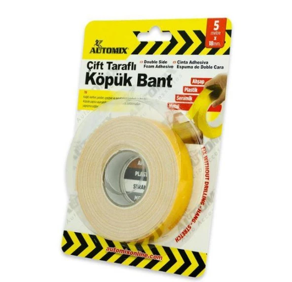 Automix Çift Taraflı Köpük Bant 18mmx5mt ürün görseli 1