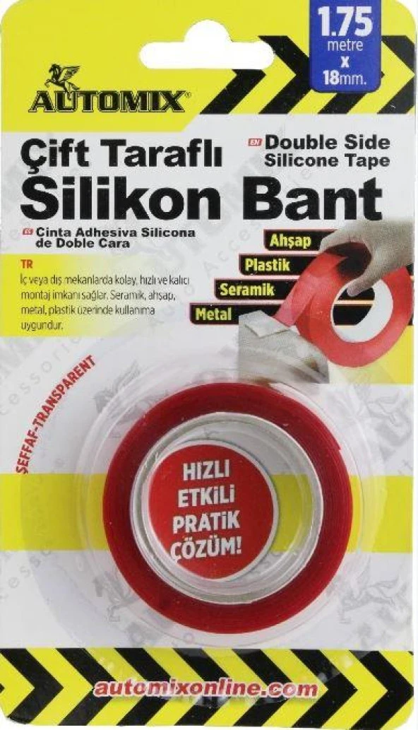 Automix Çift Taraflı Silikon Bant 18mmx1.75mt ürün görseli 1