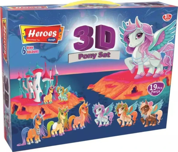 Heroes 3D Pony Oyun Hamuru Seti 21 Parça ERN-569 ürün görseli 1