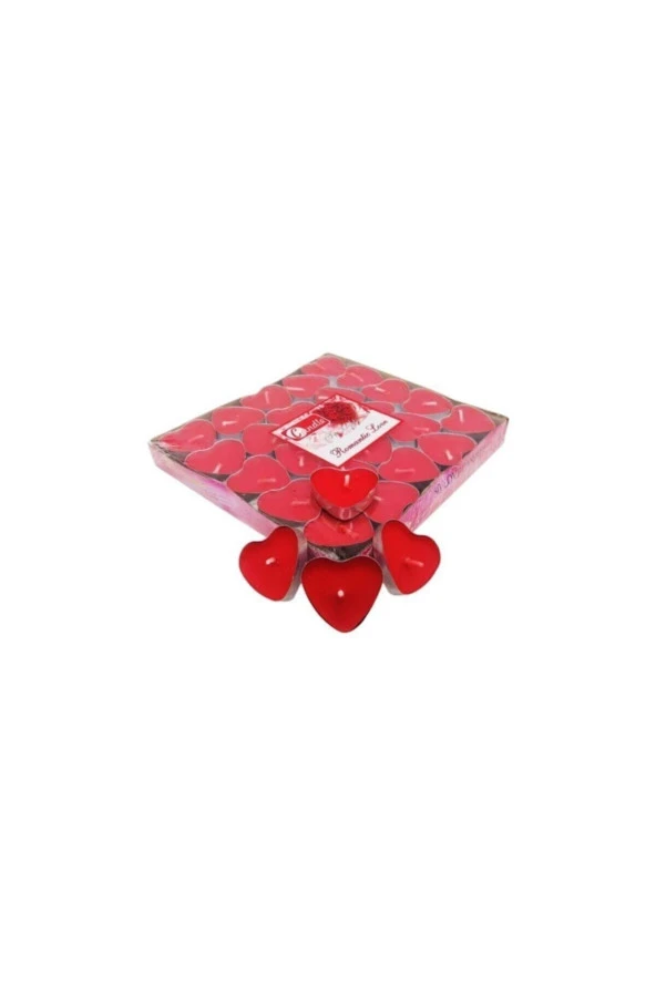 Wucai Mum Tealight Kırmızı Kalp 50'li ürün görseli 1