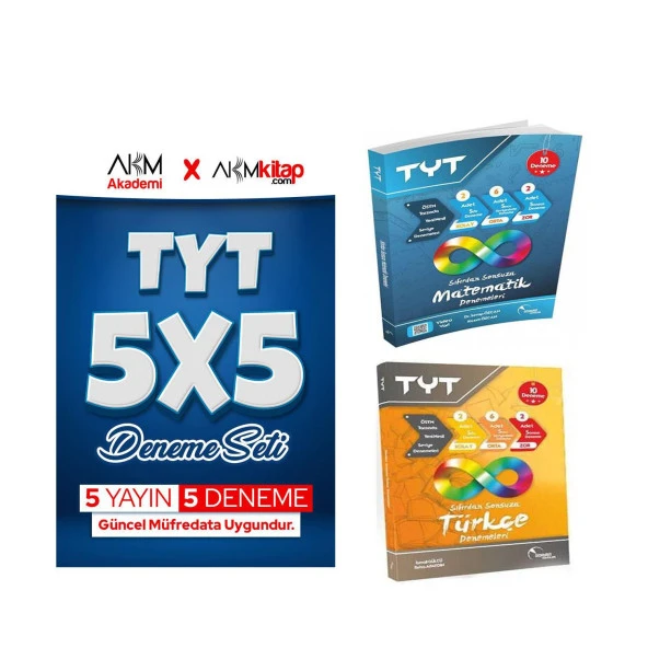 Doktrin TYT Türkçe ve Matematik Deneme ile AKM 5 li Deneme Seti 3 Kitap ürün görseli 1