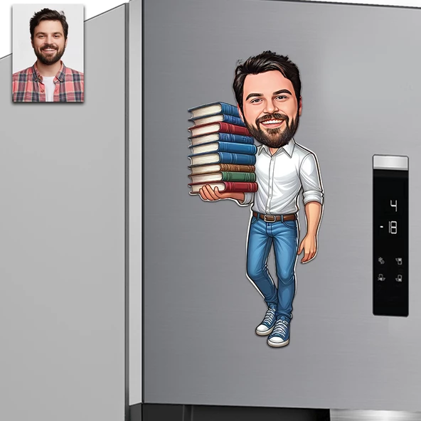 Kitap Kurdu Tasarımlı Buzdolabı Magneti ürün görseli 1