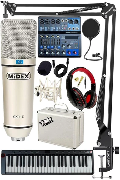 Stüdyo Ekipmanları Midi Live Paket-4 Ses Kartlı Mikser Midi Klavye CX1 Mikrofon Kulaklık ürün görseli 1
