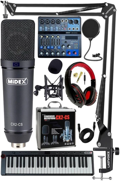 Stüdyo Ekipmanları Midi Live Paket-5 Ses Kartlı Mikser Midi Klavye CX2 Mikrofon Kulaklık ürün görseli 1