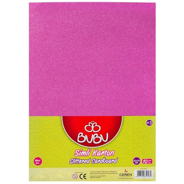 Bu-Bu Fon Karton Simli 50x70 CM Pembe 10 Lu Simli Pembe Fon Kartonu ürün görseli 1