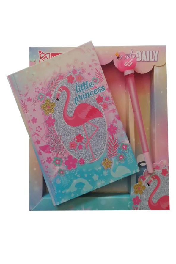 Hatıra Defteri Kilitli Kız Modeli Günlük Defteri Flamingo Hediye Kutulu 80 Yaprak Çizgili 1 Adet ürün görseli 1