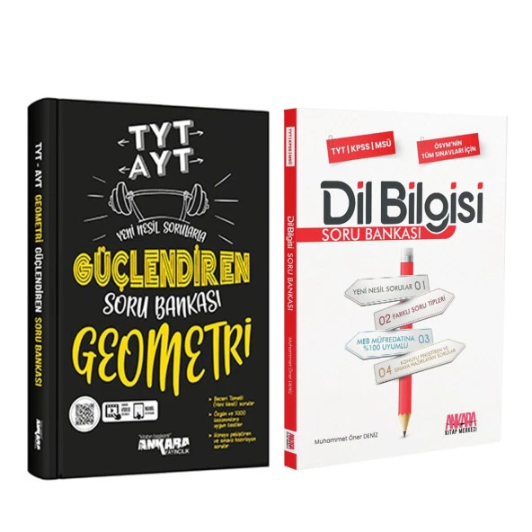 Ankara Yayıncılık TYT AYT Güçlendiren Geometri ve AKM Dil Bilgisi Soru Bankası Seti 2 Kitap ürün görseli 1