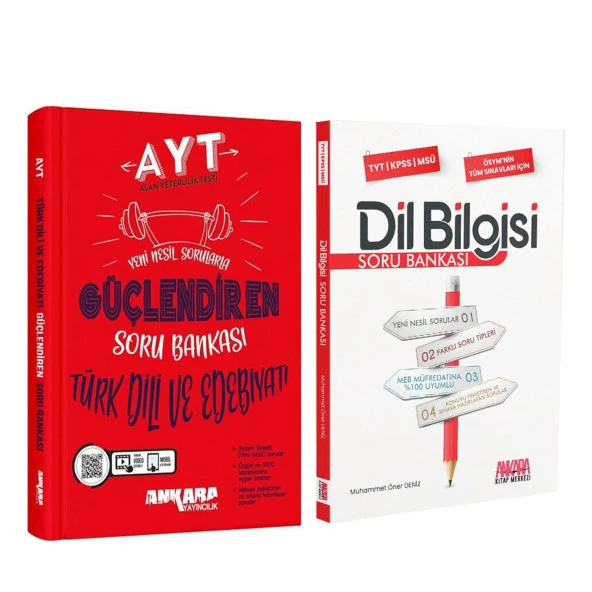 Ankara Yayıncılık AYT Türk Dili ve Edebiyatı ile AKM Dil Bilgisi Soru Bankası Seti 2 Kitap ürün görseli 1